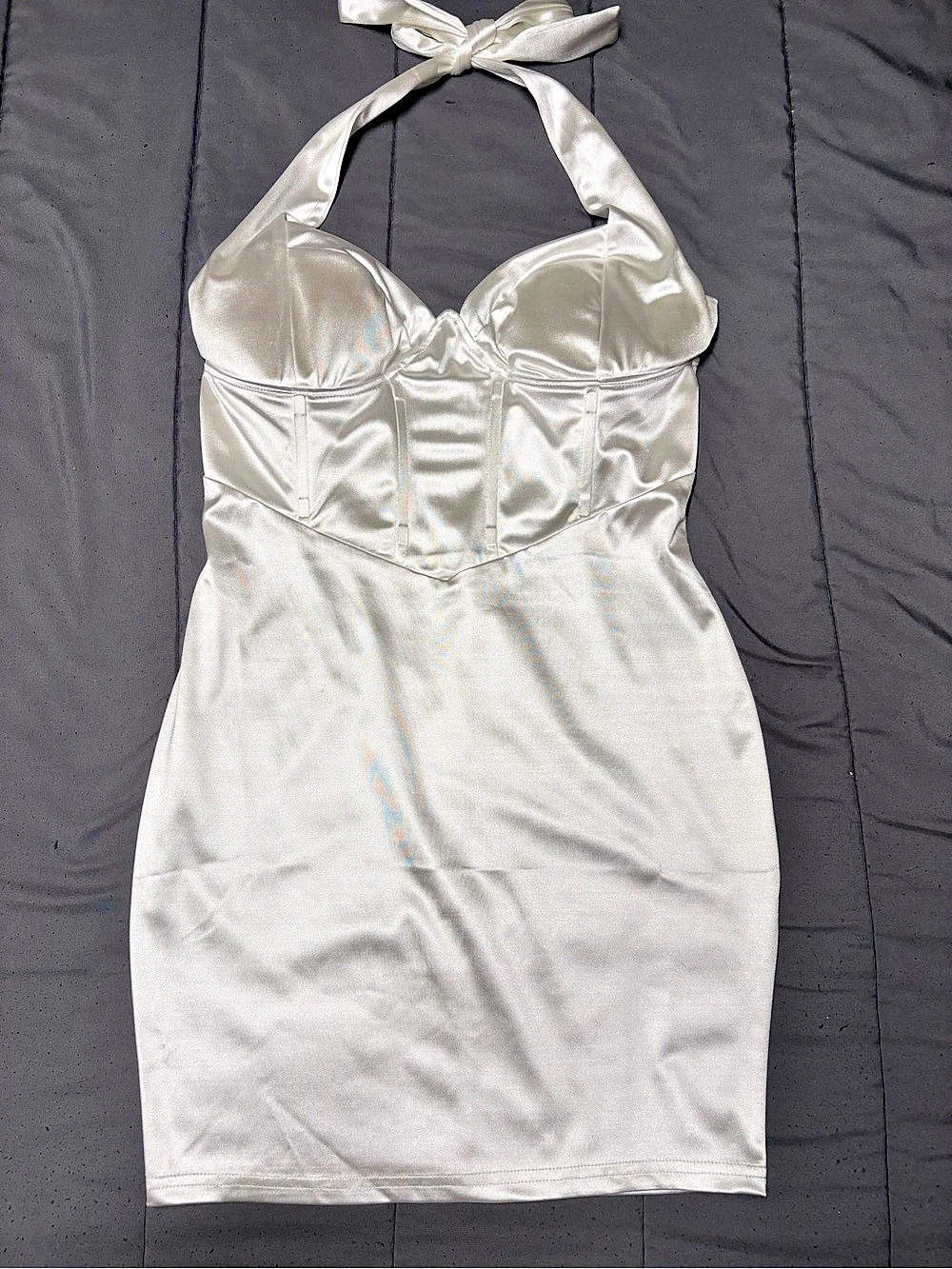 BETTER BE Halter Mini Dress in White Size Large